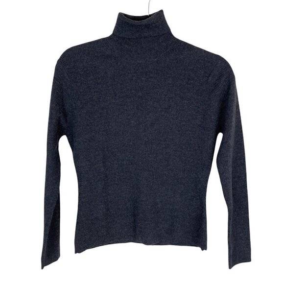 Emanuel Ungaro Ribbed Turtleneck Sweater Gray Petite Small - Picture 1 of 5
